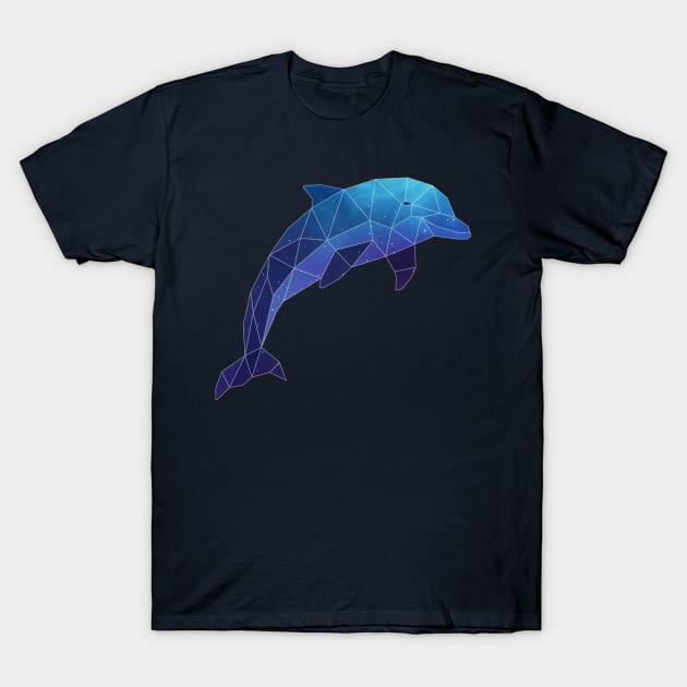 Galaxy Dolphin Geometric Animal T-Shirt by Jay Diloy